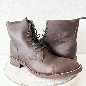 NEW Lane Mens Brown Ankle Boots Size 10.5 Lace-up Casual Genuine Leather Sole